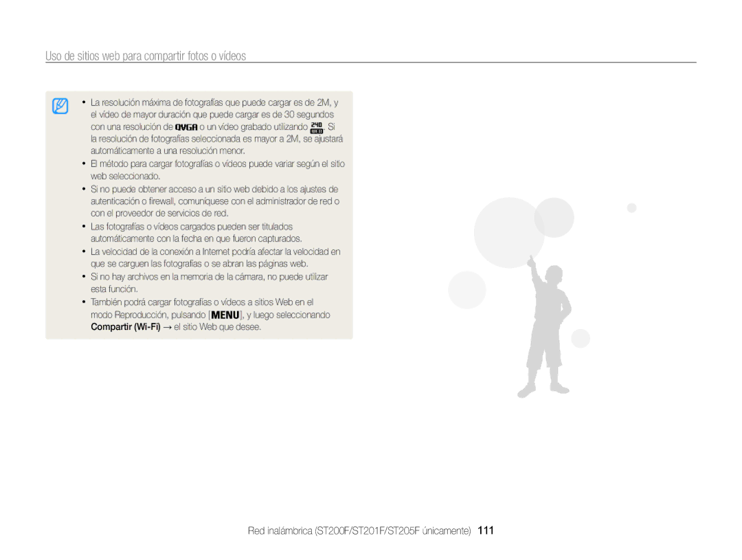 Samsung EC-ST200FBPLE1, EC-ST200ZBPLE1, EC-ST200ZBPBE1, EC-ST200FBPRE1 manual Uso de sitios web para compartir fotos o vídeos 
