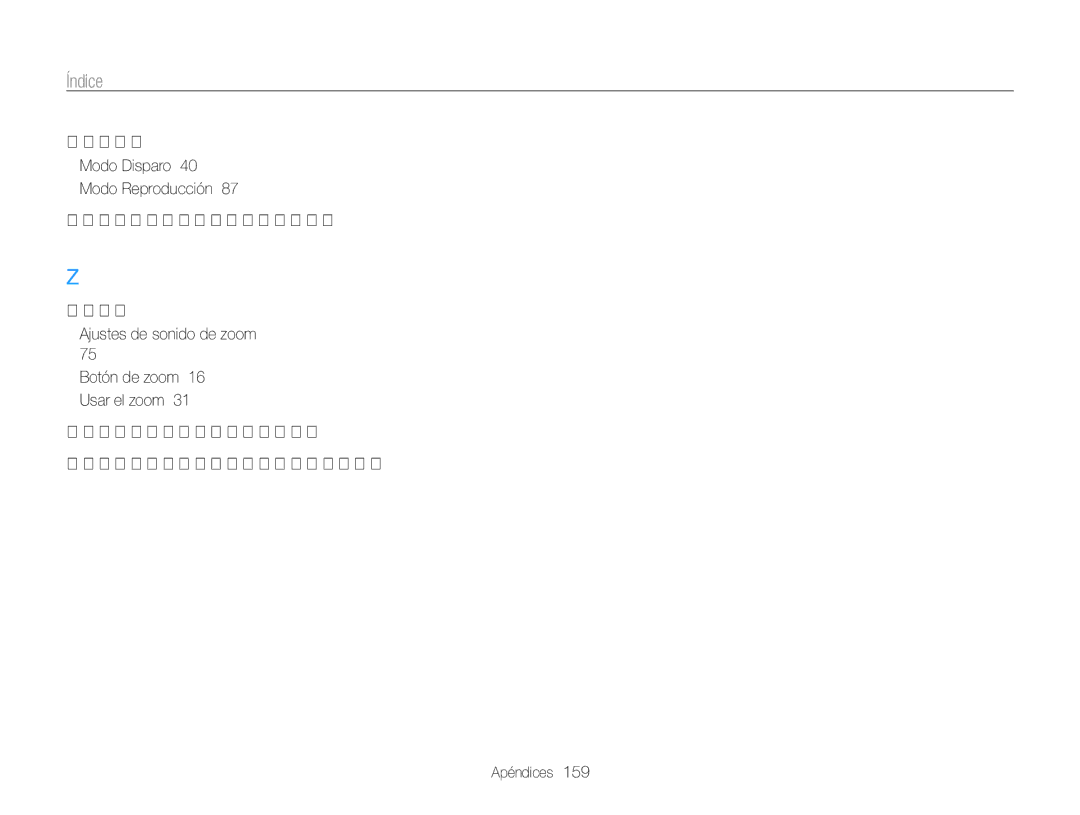 Samsung EC-ST200ZBPLE1 manual Modo Disparo 40 Modo Reproducción, Ajustes de sonido de zoom Botón de zoom 16 Usar el zoom 