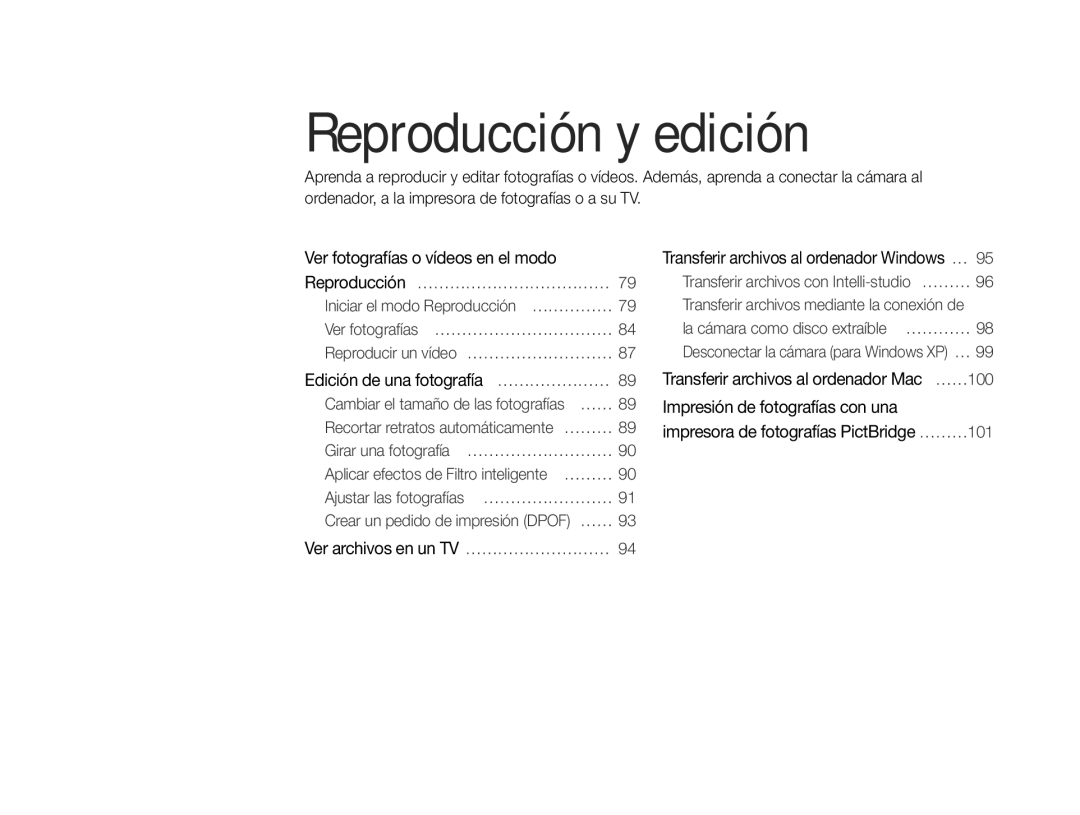 Samsung EC-ST200FBPWIL, EC-ST200ZBPLE1 Transferir archivos al ordenador Windows ……, Edición de una fotografía … ………………… 