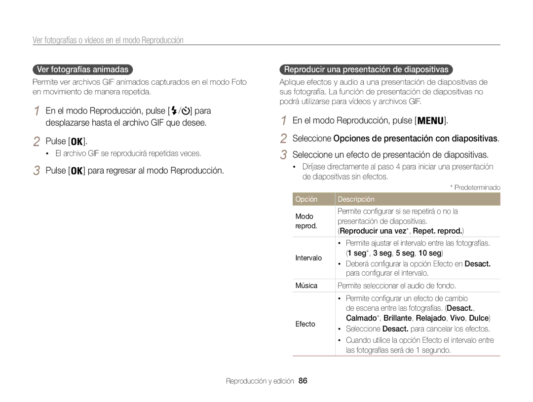 Samsung EC-ST200FBPSE1, EC-ST200ZBPLE1 manual Ver fotografías animadas, El archivo GIF se reproducirá repetidas veces 