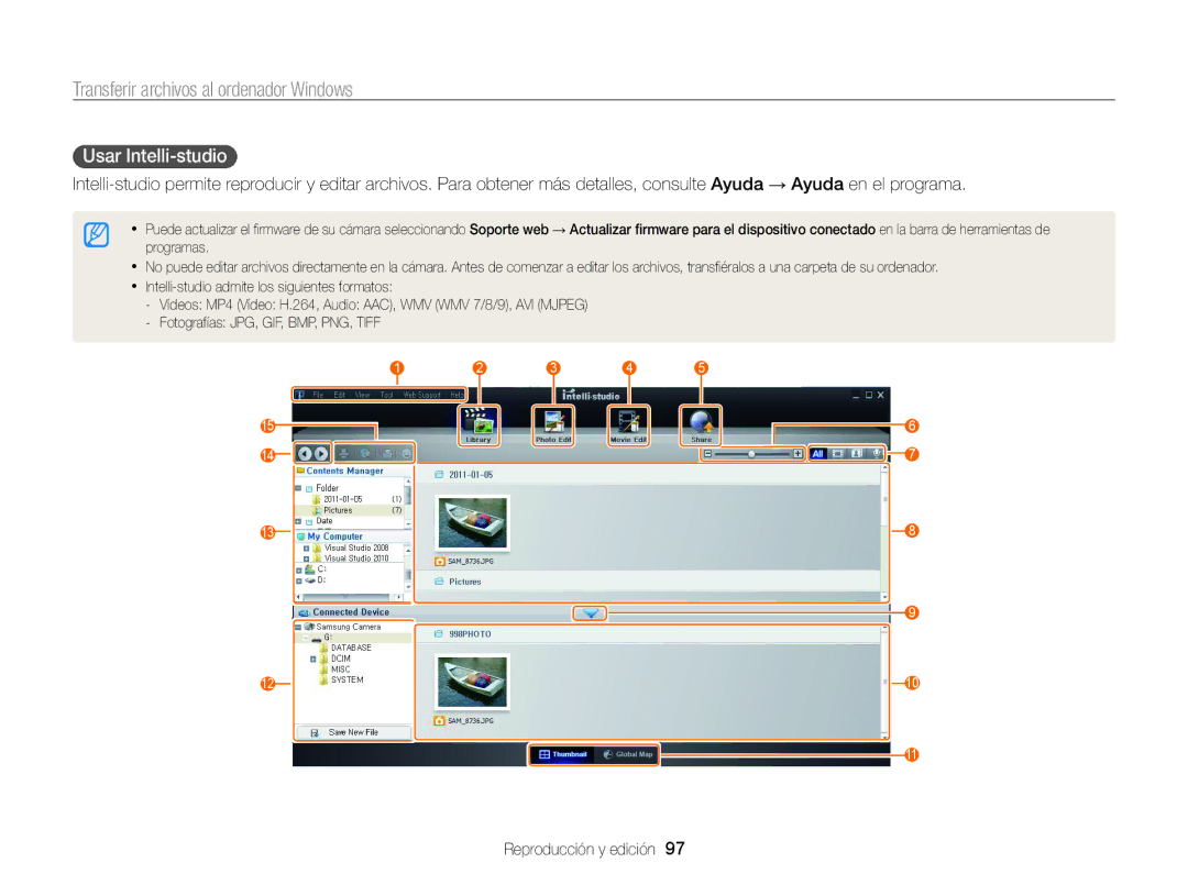 Samsung EC-ST200FBPBIL, EC-ST200ZBPLE1, EC-ST200ZBPBE1, EC-ST200FBPLE1, EC-ST200FBPRE1, EC-ST200FBPBE1 Usar Intelli-studio 