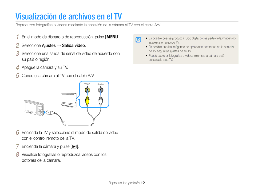 Samsung EC-ST30ZZBPEE1, EC-ST30ZZBPPE1, EC-ST30ZZBPLE1 manual Visualización de archivos en el TV, Botones de la cámara 