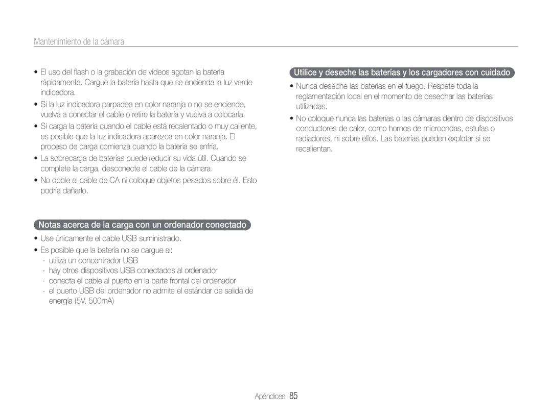 Samsung EC-ST30ZZBPLE1, EC-ST30ZZBPEE1, EC-ST30ZZBPPE1, EC-ST30ZZBPBE1 Notas acerca de la carga con un ordenador conectado 