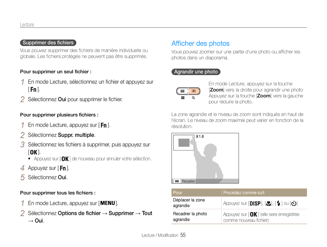 Samsung EC-ST30ZZBPEE1, EC-ST30ZZBPPE1 manual Afficher des photos, Sélectionnez Suppr. multiple, Sélectionnez Oui, → Oui 