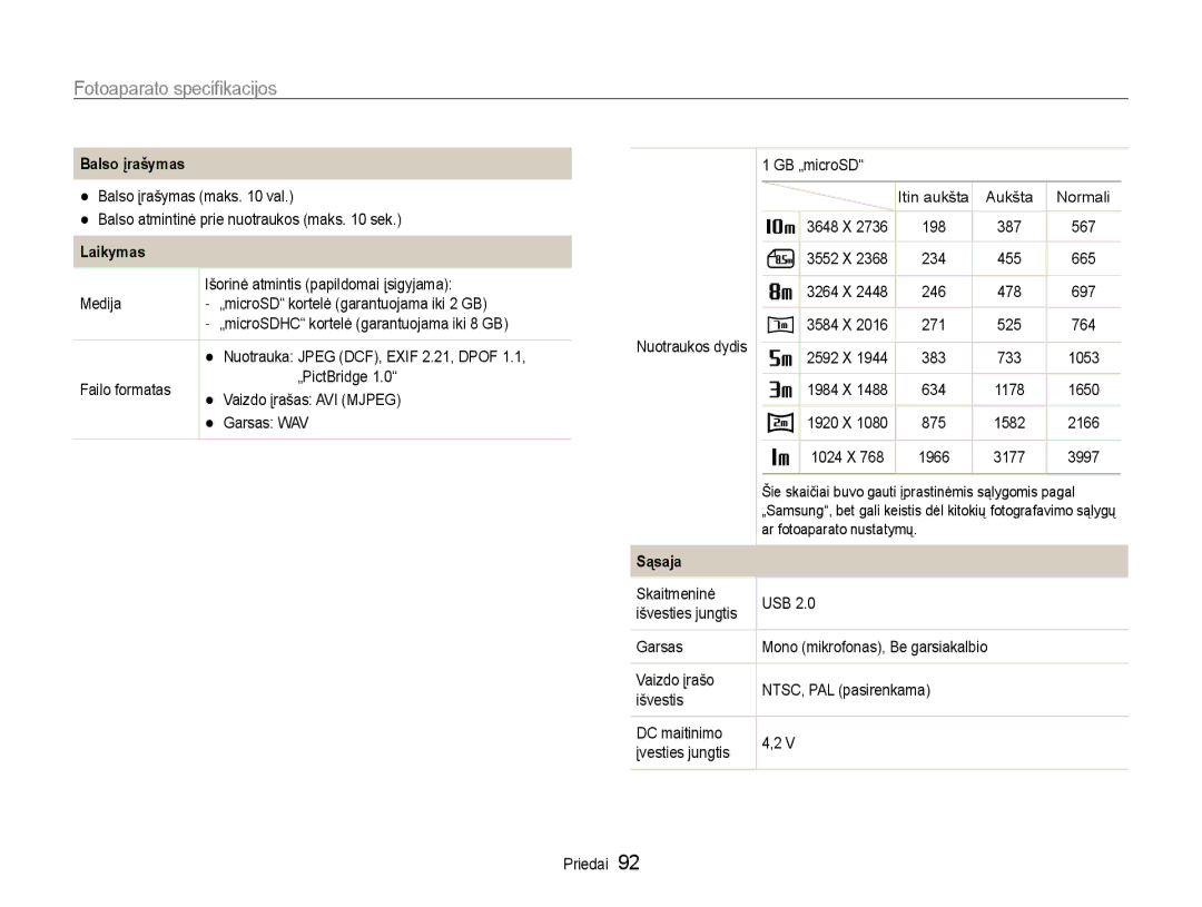 Samsung EC-ST30ZZBPRE2, EC-ST30ZZBPEE2, EC-ST30ZZBPPE2, EC-ST30ZZBPBE2, EC-ST30ZZBPSE2 manual Balso įrašymas, Laikymas, Sąsaja 