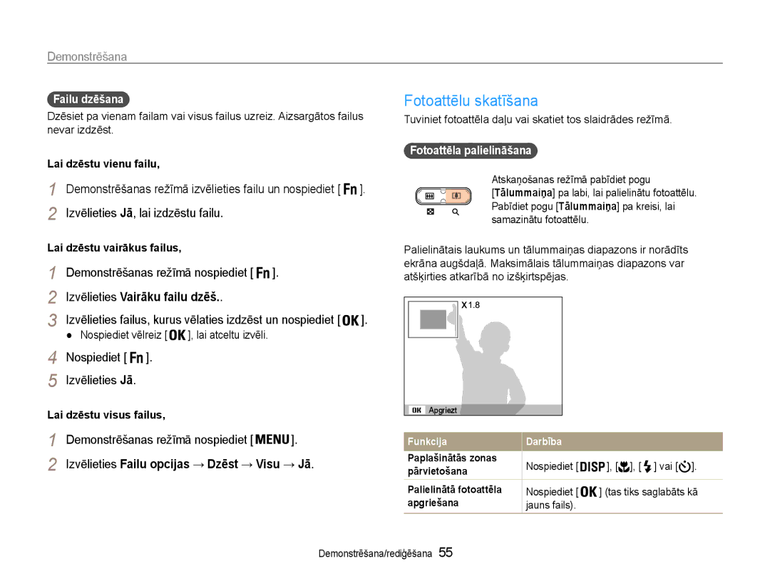 Samsung EC-ST30ZZBPPE2 manual Fotoattēlu skatīšana, Izvēlieties Jā, lai izdzēstu failu, Izvēlieties Vairāku failu dzēš 