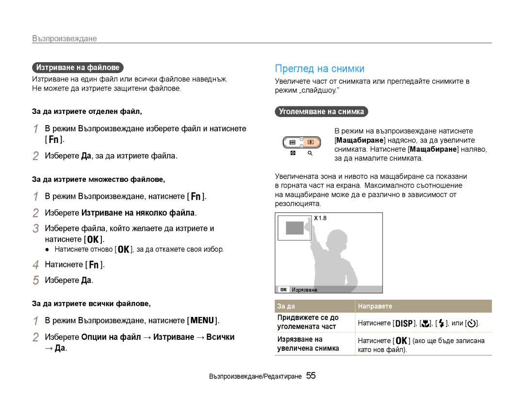 Samsung EC-ST30ZZBPPE3, EC-ST30ZZBPSE3 Преглед на снимки, Изберете Да, за да изтриете файла, Натиснете Изберете Да, → Да 