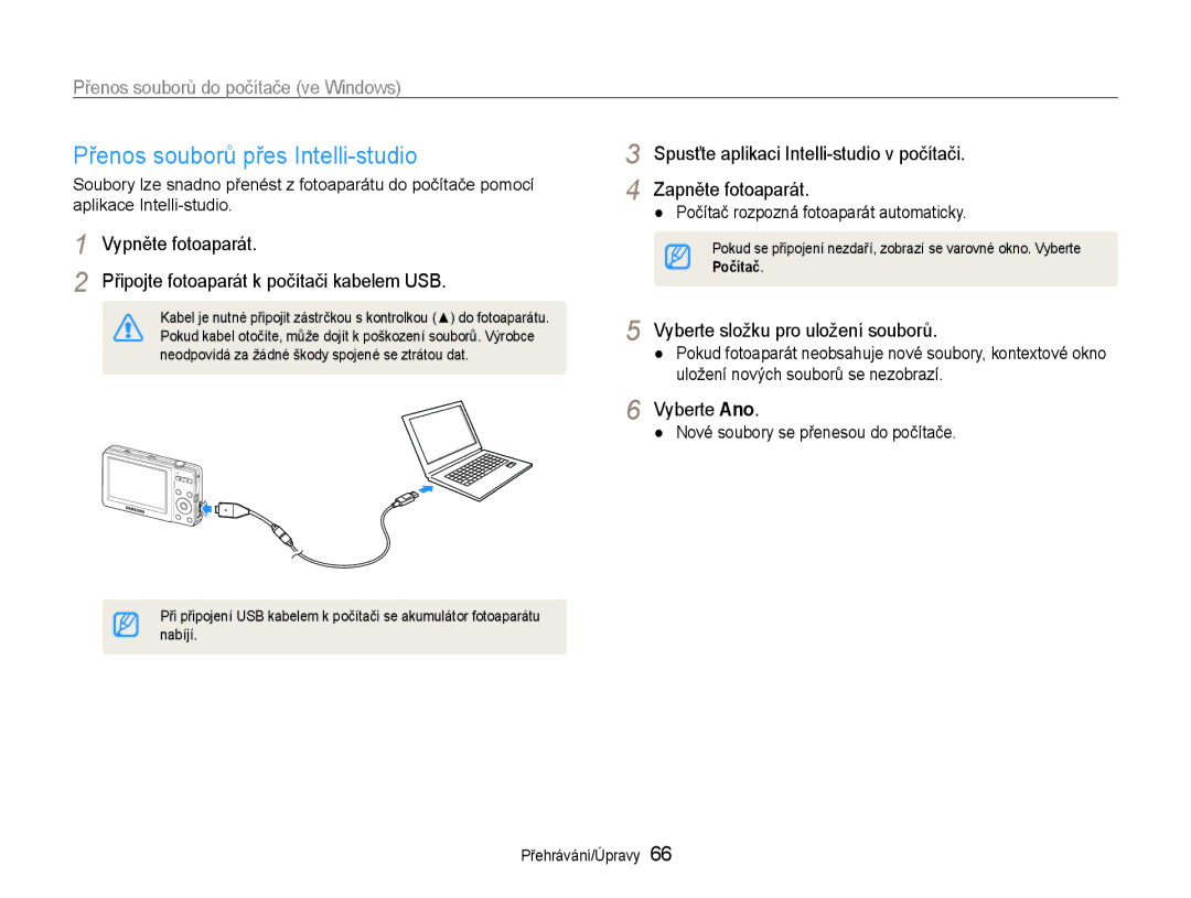 Samsung EC-ST30ZZBPLE3, EC-ST30ZZBPPE3 Přenos souborů přes Intelli-studio, Vyberte složku pro uložení souborů, Počítač 