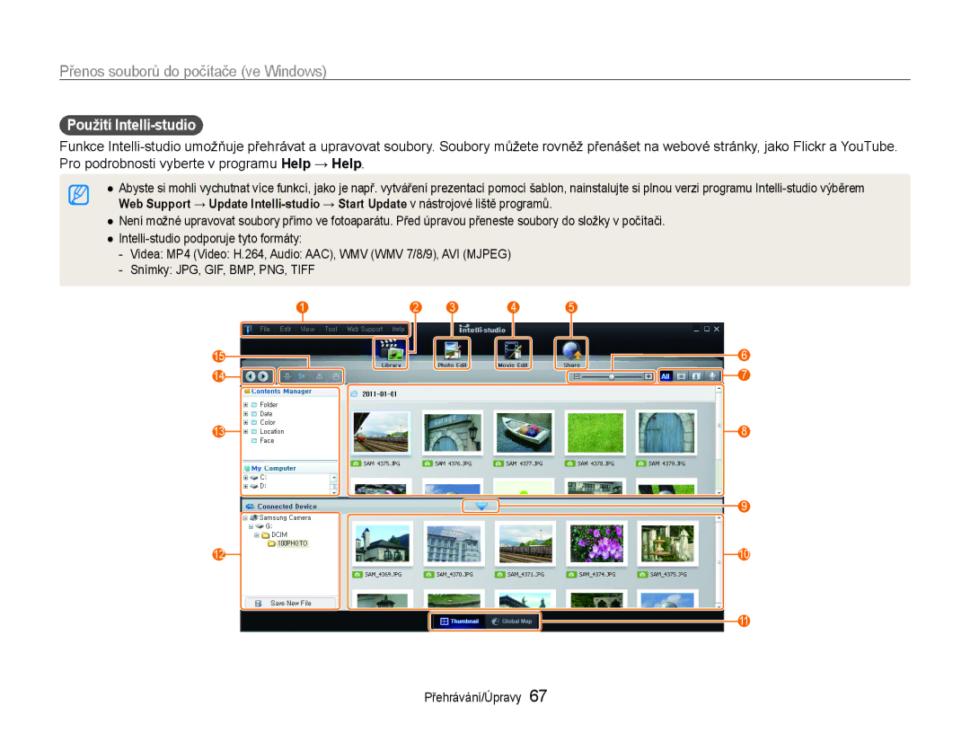 Samsung EC-ST30ZZBPBE3, EC-ST30ZZBPPE3, EC-ST30ZZBPSE3, EC-ST30ZZBPLE3, EC-ST30ZZBPEE3 manual Použití Intelli-studio 