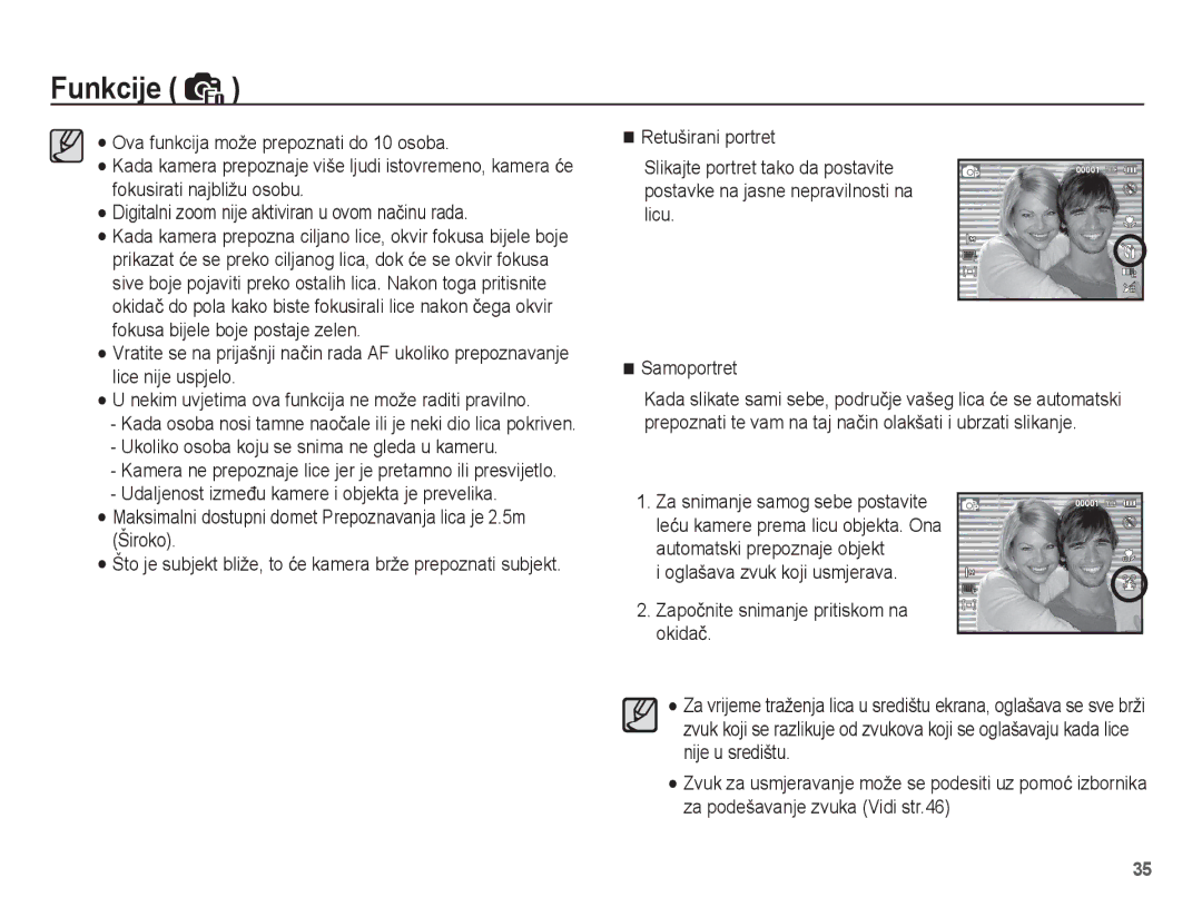 Samsung EC-ST45ZZBPBE3, EC-ST45ZZBPRE3 manual Ukoliko osoba koju se snima ne gleda u kameru 