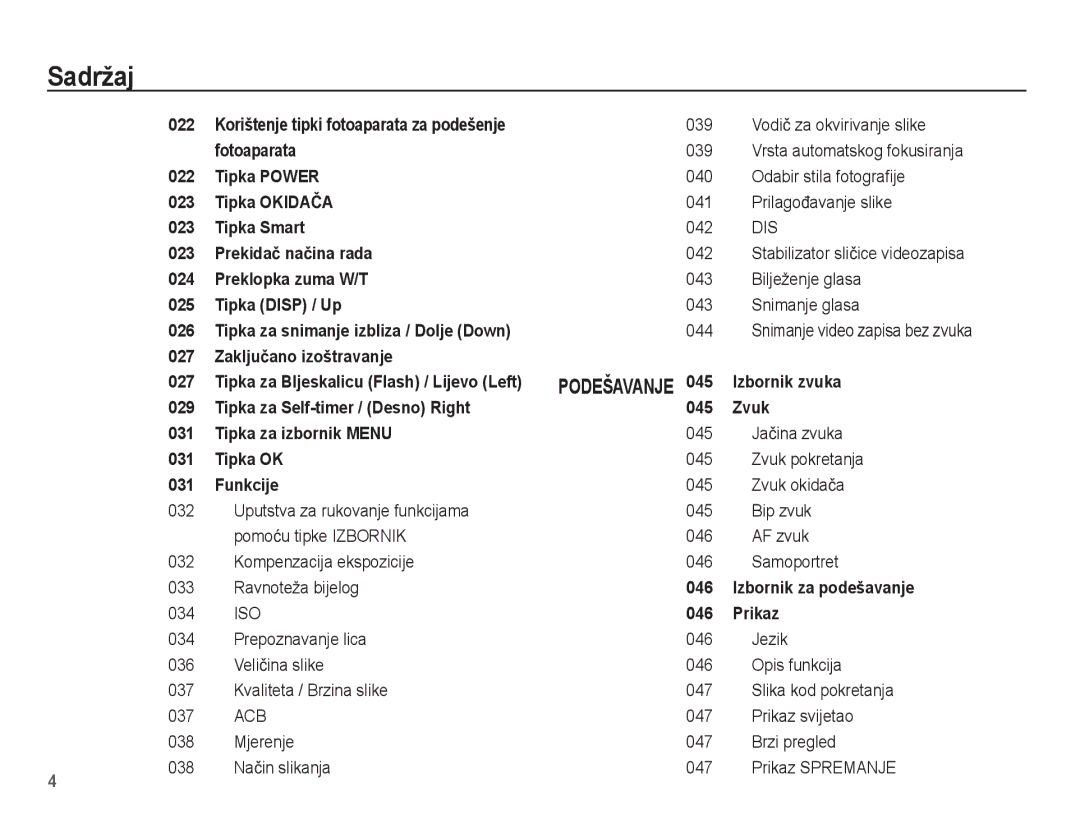 Samsung EC-ST45ZZBPRE3 Vodiþ za okvirivanje slike, 039, Odabir stila fotograﬁje, Prilagoÿavanje slike, 042, Snimanje glasa 