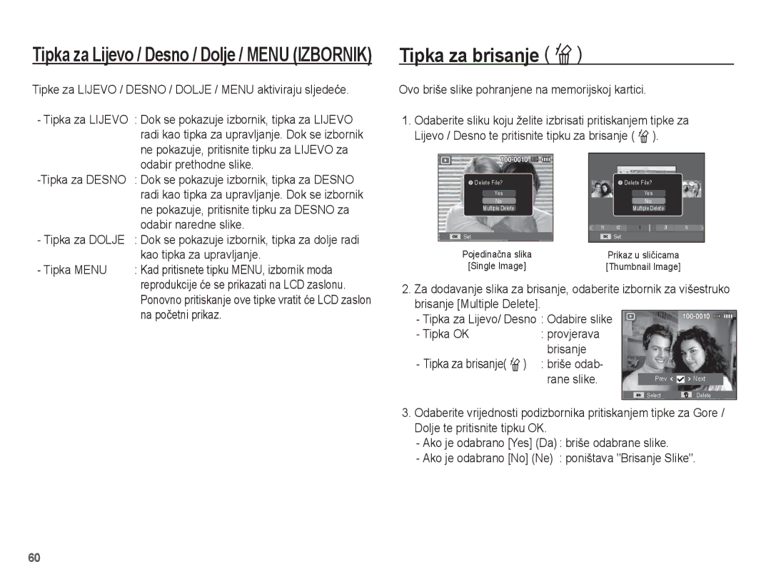 Samsung EC-ST45ZZBPRE3, EC-ST45ZZBPBE3 manual Tipka za brisanje Õ 