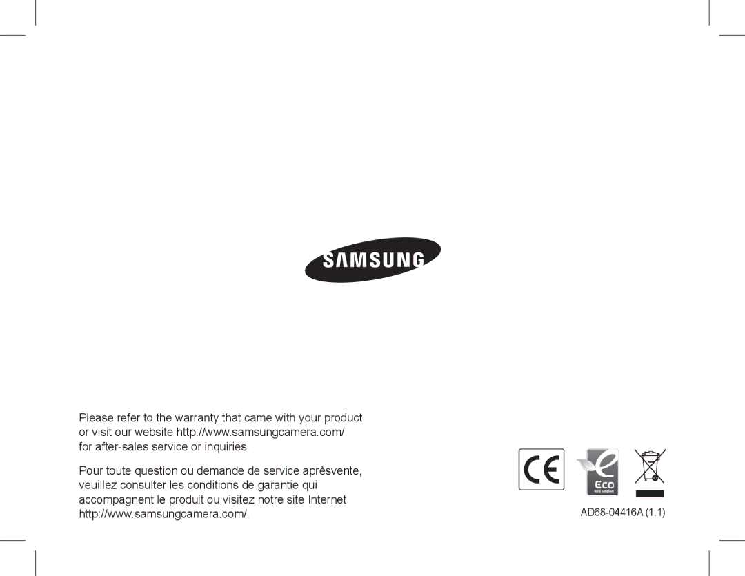 Samsung EC-ST45ZZBPBRU, EC-ST45ZZBPUE1, EC-ST45ZZBPRE1, EC-ST45ZZBPBE1, EC-ST45ZZBPAE1, EC-ST45ZZBPRIT manual AD68-04416A 