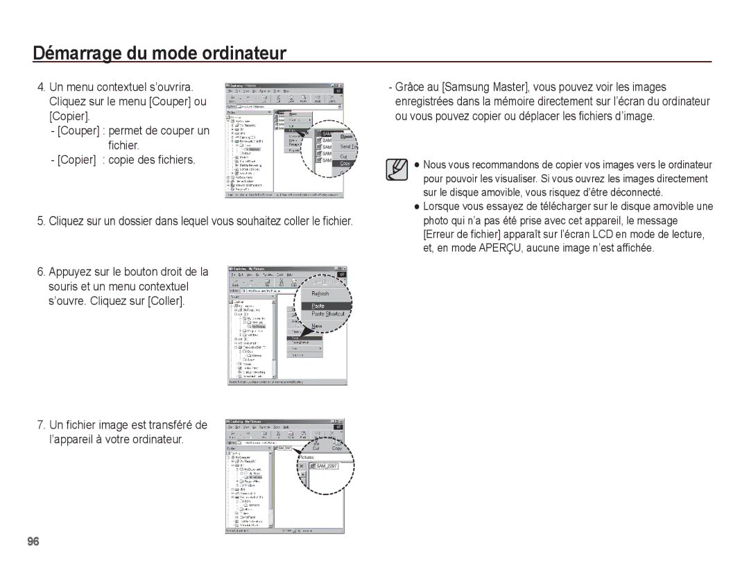 Samsung EC-ST45ZZBPRE1, EC-ST45ZZBPUE1, EC-ST45ZZBPBE1, EC-ST45ZZBPAE1 manual Démarrage du mode ordinateur 