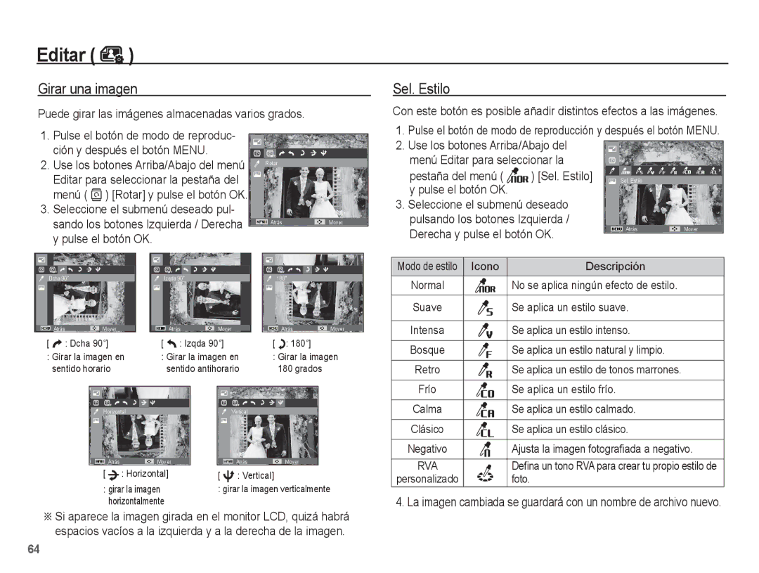 Samsung EC-ST45ZZBPUE1 manual Girar una imagen, Puede girar las imágenes almacenadas varios grados, Pulse el botón OK 