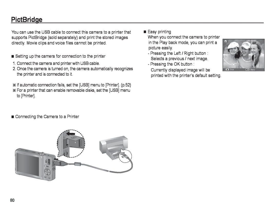 Samsung EC-ST45ZZBPUSA, EC-ST45ZZBPUE1, EC-ST45ZZBPRE1, EC-ST45ZZBPBE1, EC-ST45ZZBPAE1, EC-ST45ZZBPRIT, EC-ST45ZZAAA PictBridge 