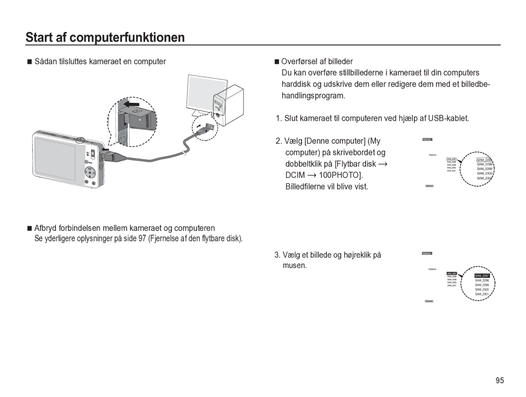 Samsung EC-ST45ZZBPUE2, EC-ST45ZZBPRE2, EC-ST45ZZBPBE2, EC-ST45ZZBPAE2 manual Vælg et billede og højreklik på musen 