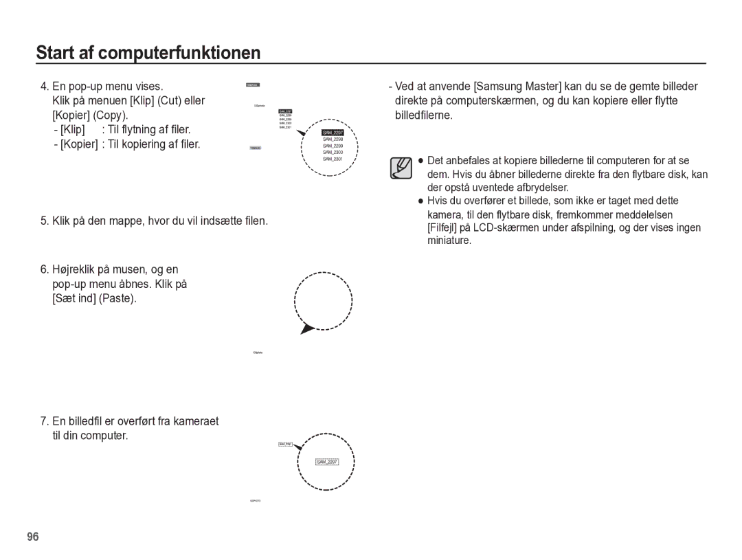 Samsung EC-ST45ZZBPRE2, EC-ST45ZZBPUE2, EC-ST45ZZBPBE2, EC-ST45ZZBPAE2 manual Start af computerfunktionen 