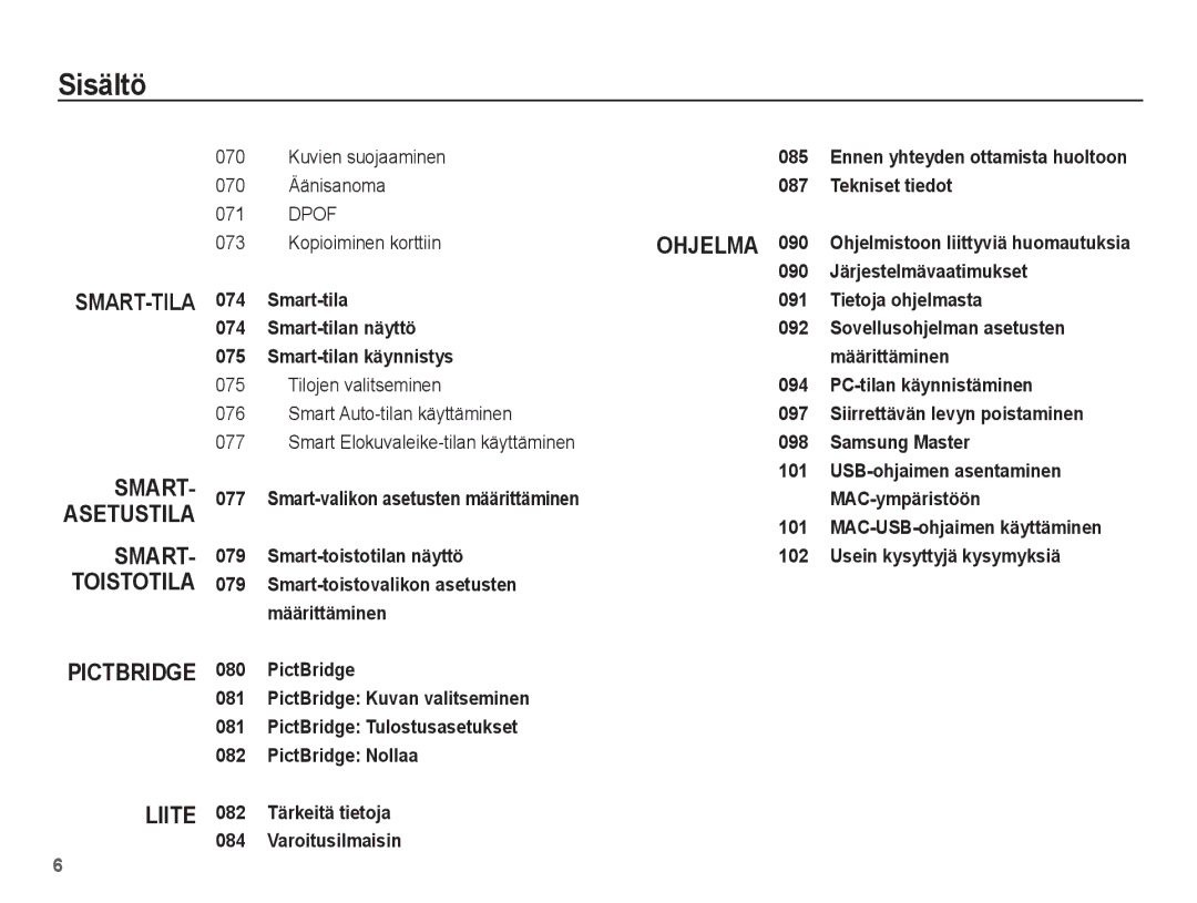 Samsung EC-ST45ZZBPAE2, EC-ST45ZZBPUE2, EC-ST45ZZBPRE2, EC-ST45ZZBPBE2 manual Smart-Tila 