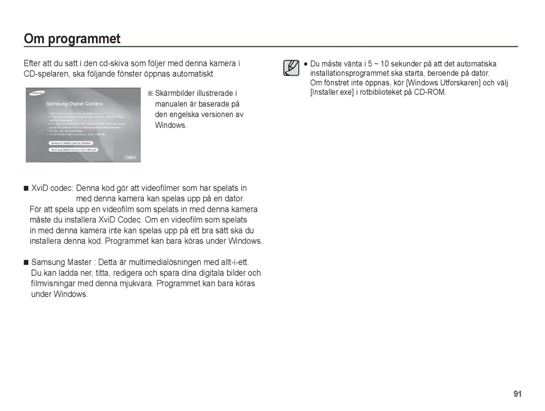 Samsung EC-ST45ZZBPUE2, EC-ST45ZZBPRE2, EC-ST45ZZBPBE2, EC-ST45ZZBPAE2 manual Om programmet 