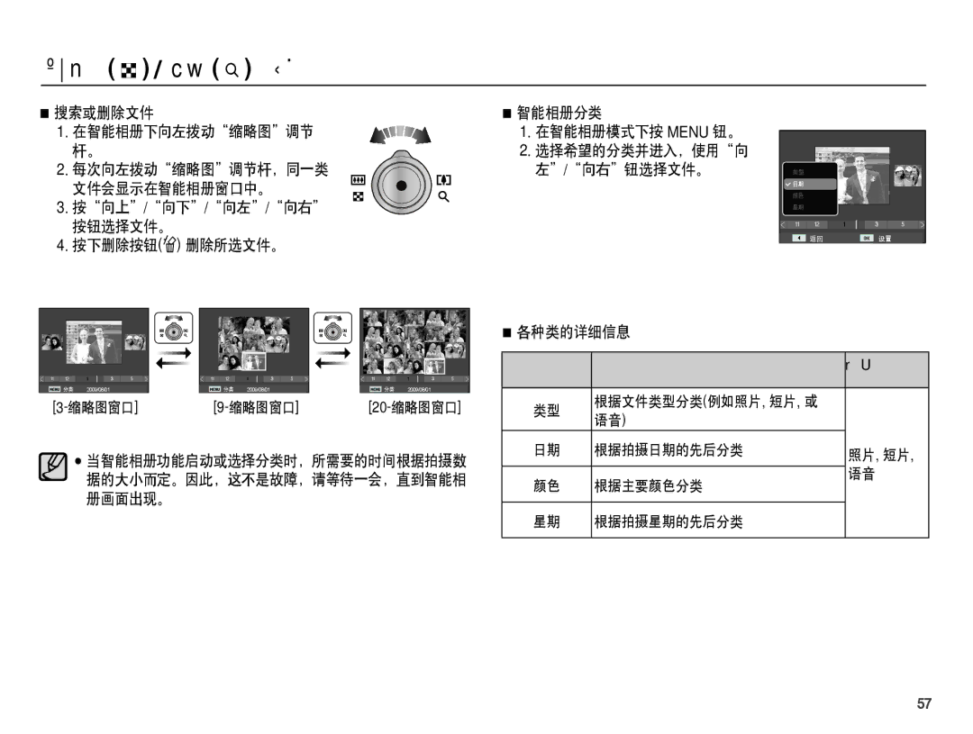 Samsung EC-ST45ZZBPBIT, EC-ST45ZZBPUIT, EC-ST45ZZBPAIT, EC-ST45ZZBPBE3, EC-ST45ZZBPRE3, EC-ST45ZZBPAE3 manual 搜索或删除文件, 各种类的详细信息 