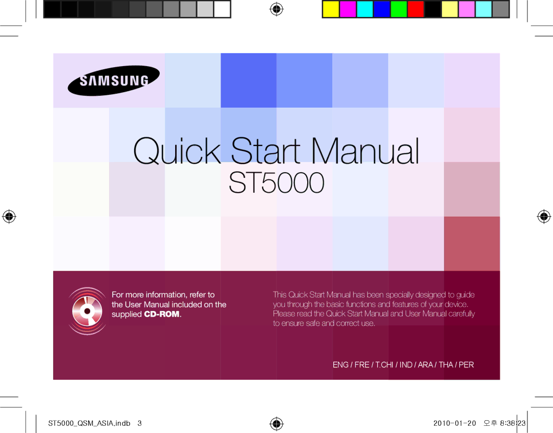 Samsung EC-ST5000BPBGS, EC-ST5000BPBE1, EC-ST5000BPUIT, EC-ST5000BPBIT, EC-ST5000BPAIT manual Quick Start Manual 