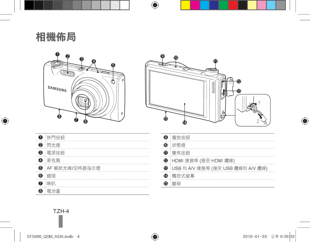 Samsung EC-ST5000BPBVN, EC-ST5000BPBE1, EC-ST5000BPBGS manual ZH-4, Hdmi 連接埠 接受 Hdmi 纜線 USB 和 A/V 連接埠 接受 USB 纜線和 A/V 纜線 