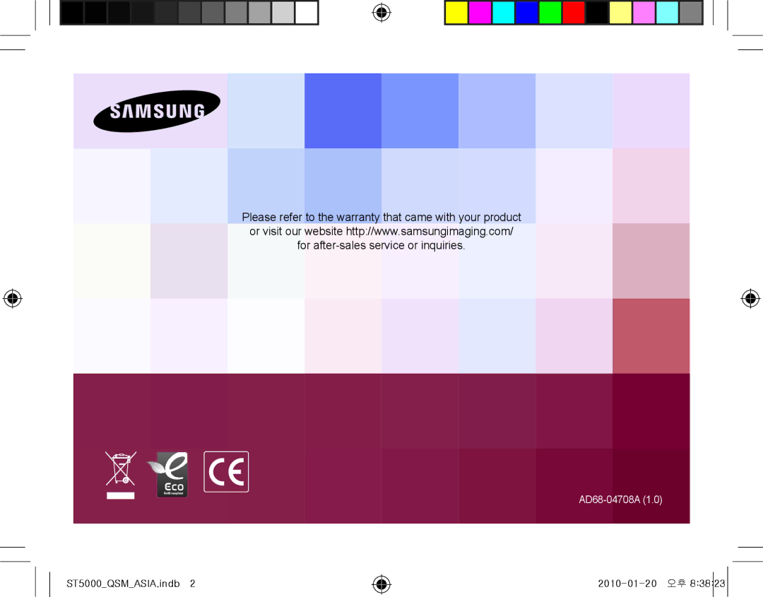 Samsung EC-ST5000BPURU, EC-ST5000BPBE1, EC-ST5000BPBGS, EC-ST5000BPUIT, EC-ST5000BPBIT, EC-ST5000BPAIT manual AD68-04708A 