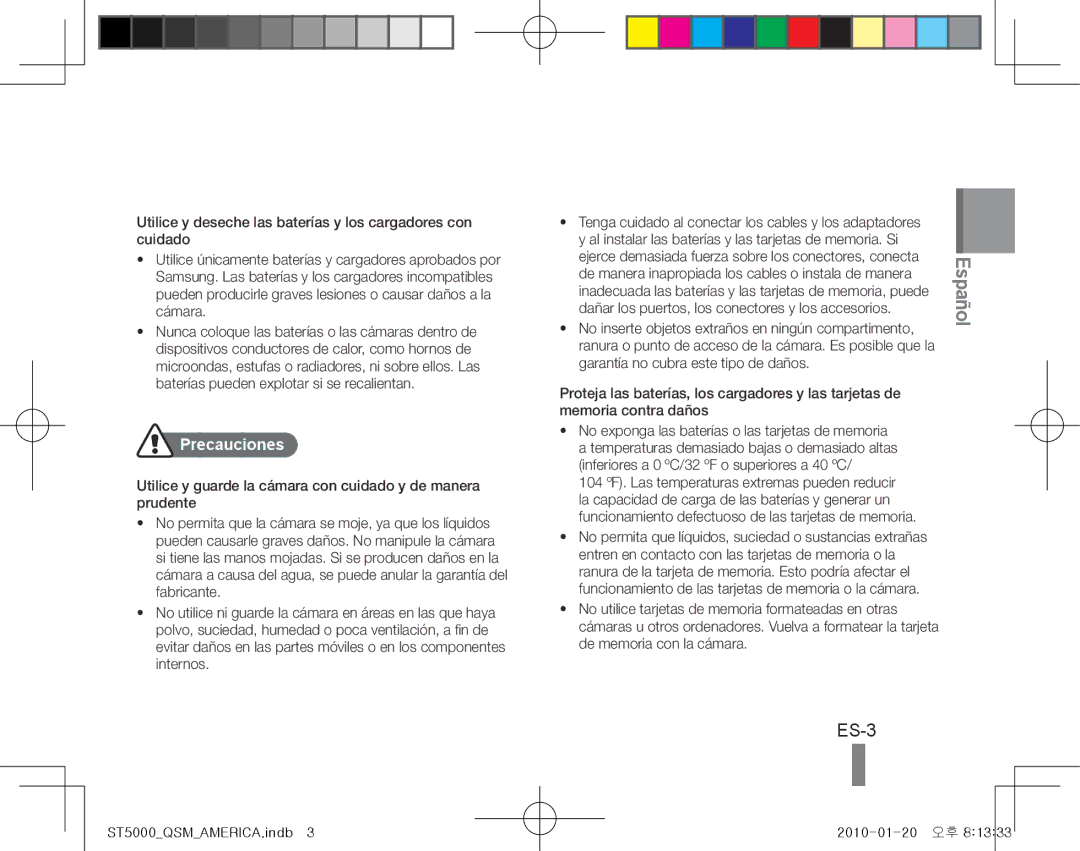 Samsung EC-ST5000DPAIR, EC-ST5000BPBE1, EC-ST5000BPBGS manual ES-3, Dañar los puertos, los conectores y los accesorios 