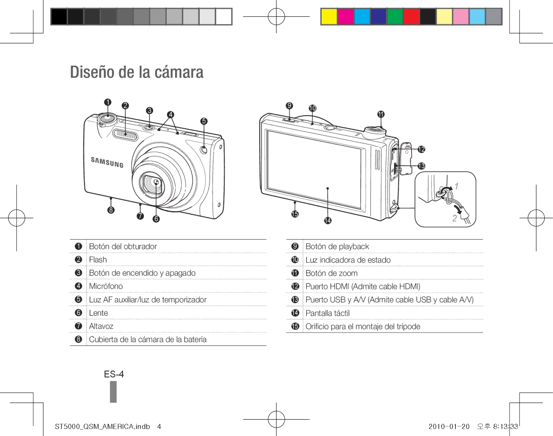 Samsung EC-ST5000DPAME, EC-ST5000BPBE1, EC-ST5000BPBGS, EC-ST5000BPUIT, EC-ST5000BPBIT manual Diseño de la cámara, ES-4 