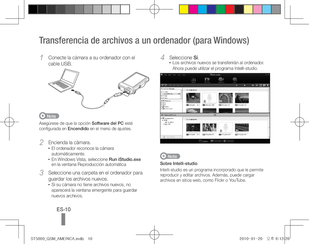 Samsung EC-ST5000BPODZ Transferencia de archivos a un ordenador para Windows, ES-10, Encienda la cámara, Seleccione Sí 