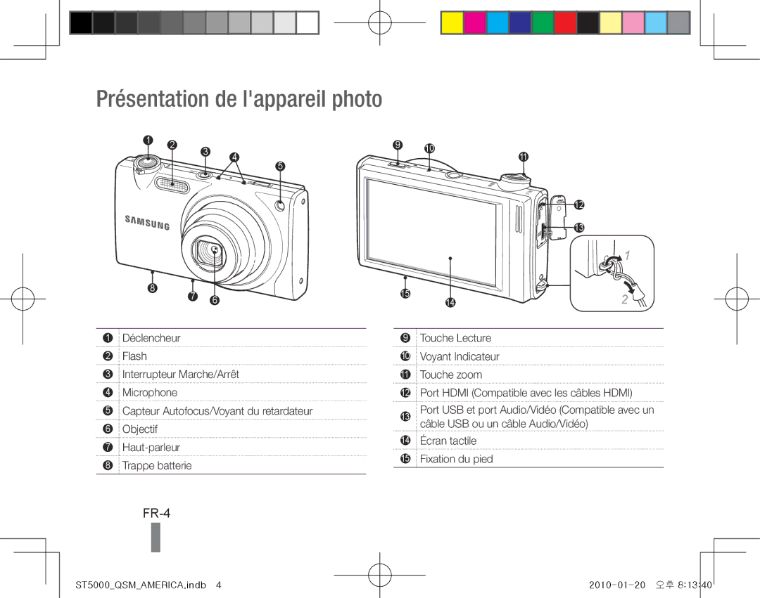 Samsung EC-ST5000BPBVN, EC-ST5000BPBE1, EC-ST5000BPBGS, EC-ST5000BPUIT, EC-ST5000BPBIT Présentation de lappareil photo, FR-4 