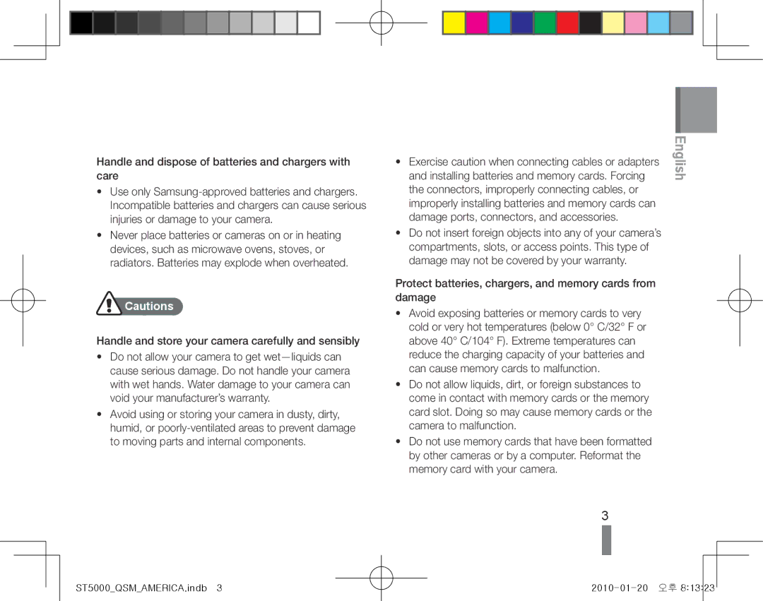 Samsung EC-ST5000BPBIT manual Installing batteries and memory cards. Forcing, Damage ports, connectors, and accessories 