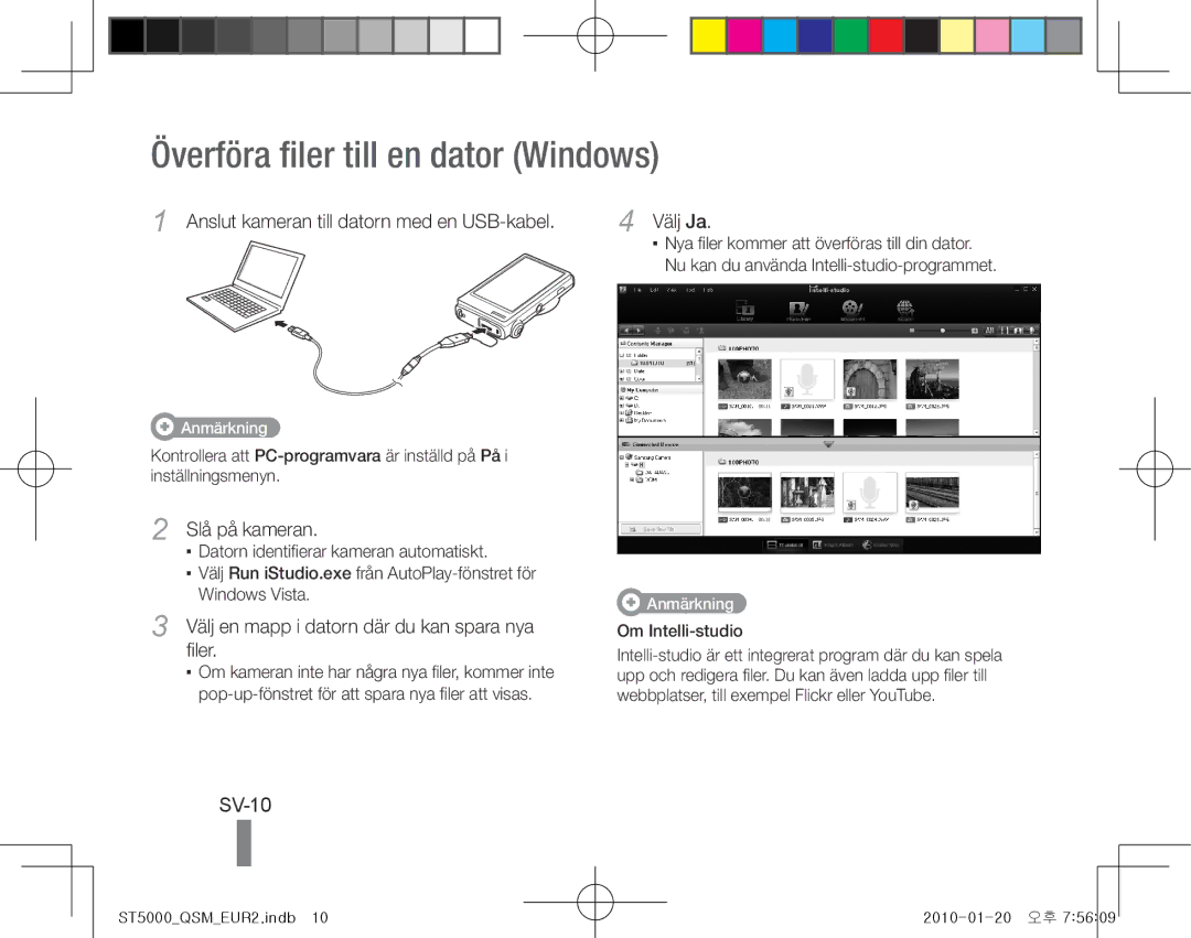 Samsung EC-ST5000BPAE2, EC-ST5000BPBE1, EC-ST5000BPBGS, EC-ST5000BPUIT manual Överföra filer till en dator Windows, SV-10 