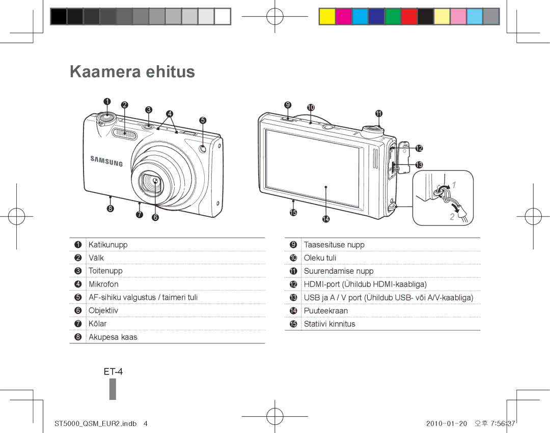 Samsung EC-ST5000BPAIL, EC-ST5000BPBE1, EC-ST5000BPBGS, EC-ST5000BPUIT, EC-ST5000BPBIT, EC-ST5000BPAIT Kaamera ehitus, ET-4 