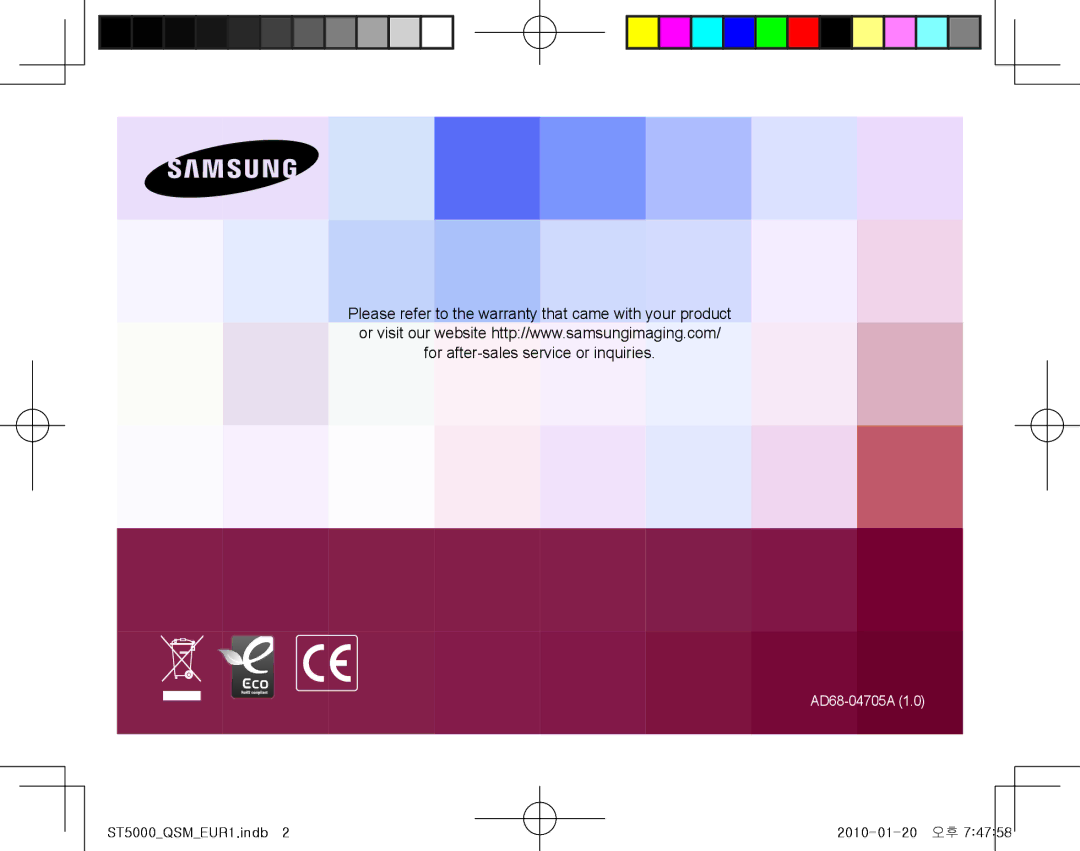 Samsung EC-ST5000BPURU, EC-ST5000BPBE1, EC-ST5000BPBGS, EC-ST5000BPUIT, EC-ST5000BPBIT, EC-ST5000BPAIT manual AD68-04705A 