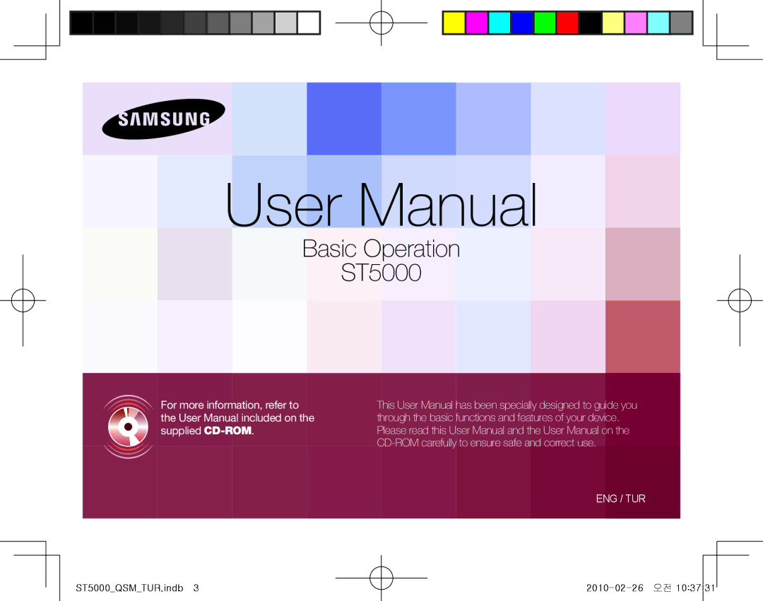 Samsung EC-ST5000BPBGS, EC-ST5000BPBE1, EC-ST5000BPUIT, EC-ST5000BPBIT, EC-ST5000BPAIT manual Basic Operation ST5000 