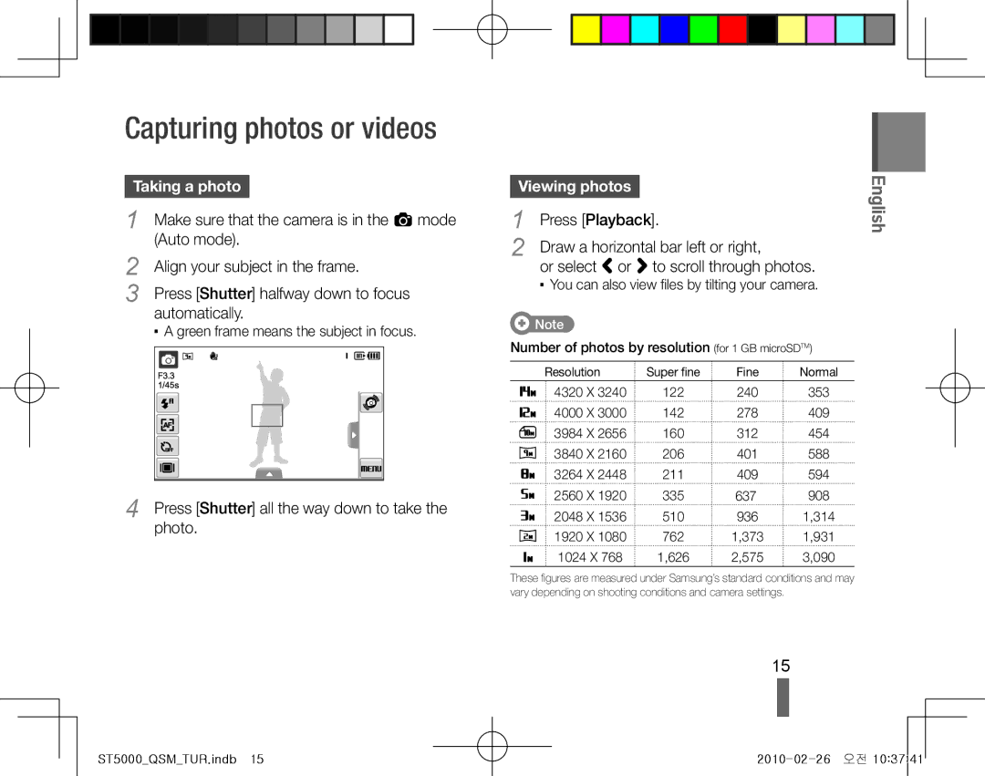 Samsung EC-ST5000DPOME, EC-ST5000BPBE1, EC-ST5000BPBGS manual Capturing photos or videos, Taking a photo, Viewing photos 