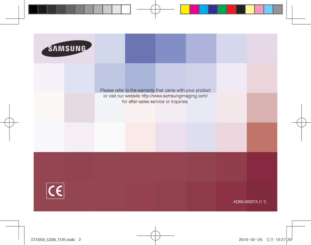 Samsung EC-ST5000BPUIT, EC-ST5000BPBE1, EC-ST5000BPBGS, EC-ST5000BPBIT, EC-ST5000BPAIT, EC-ST5000BPOIT manual AD68-04937A 