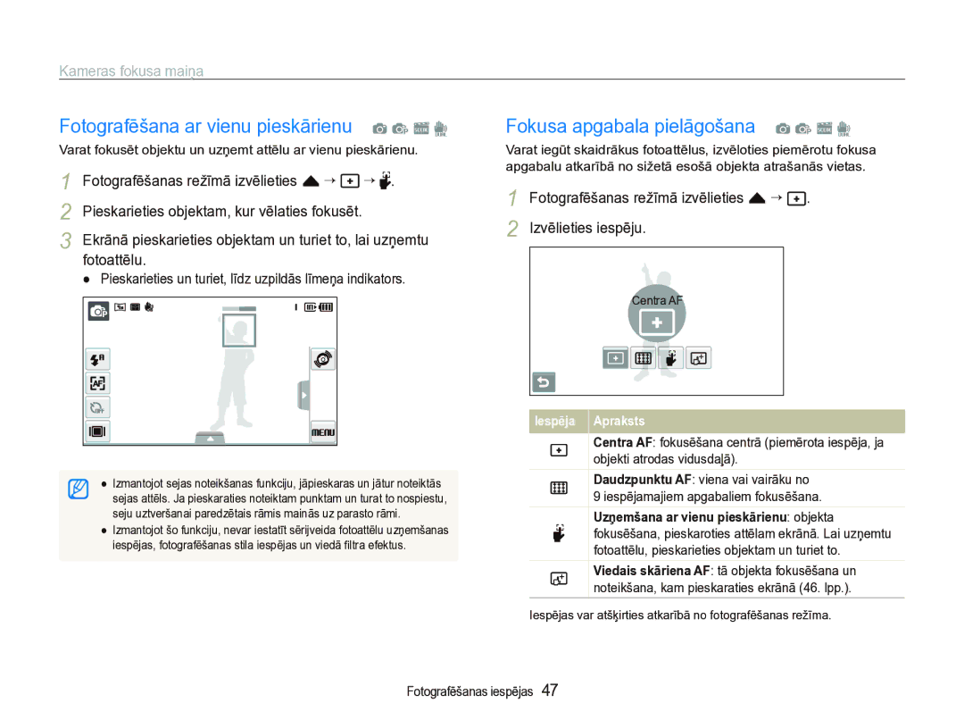 Samsung EC-ST5000BPBRU manual Fotografēšana ar vienu pieskārienu a p s d, Fokusa apgabala pielāgošana a p s d, Fotoattēlu 