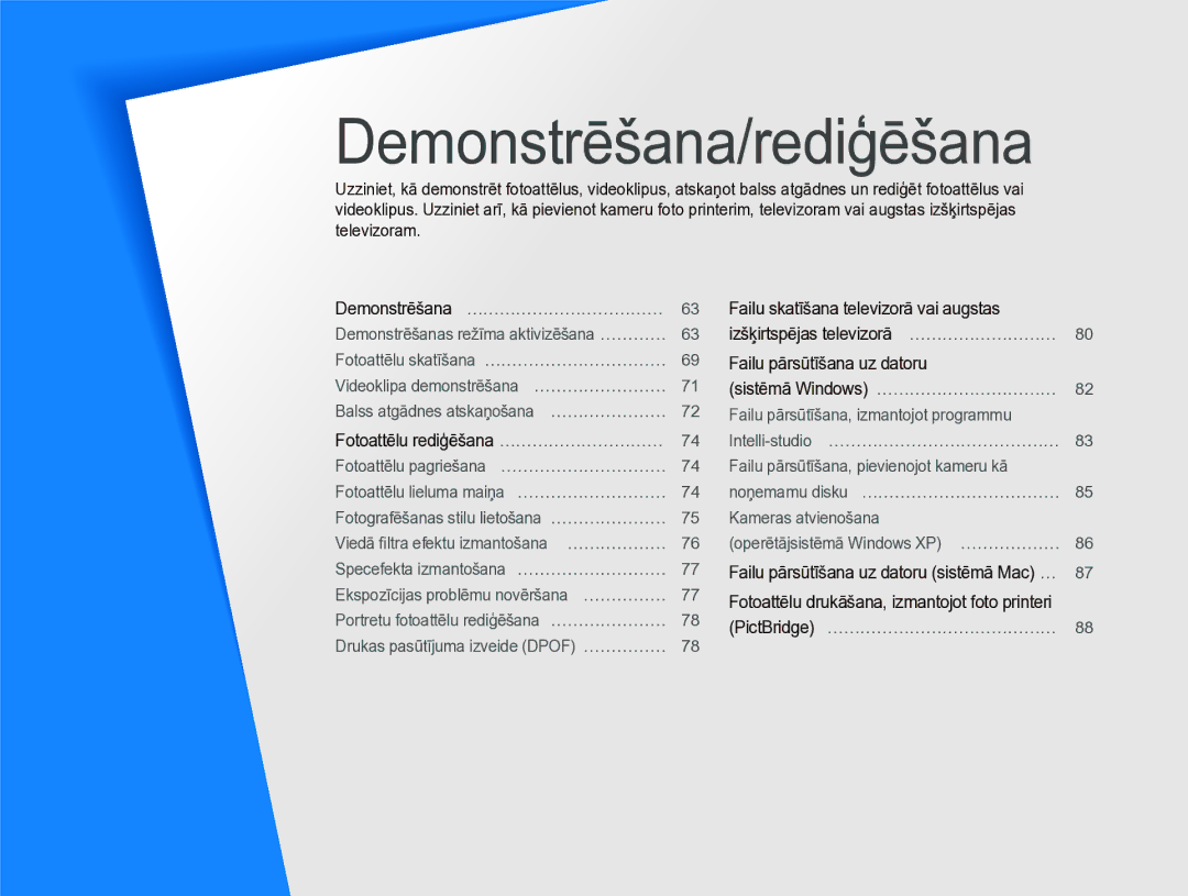 Samsung EC-ST5000BPARU, EC-ST5000BPBRU manual Demonstrēšana/rediģēšana 