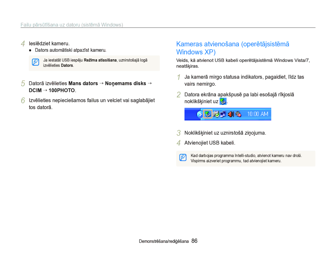 Samsung EC-ST5000BPARU, EC-ST5000BPBRU manual Kameras atvienošana operētājsistēmā Windows XP 