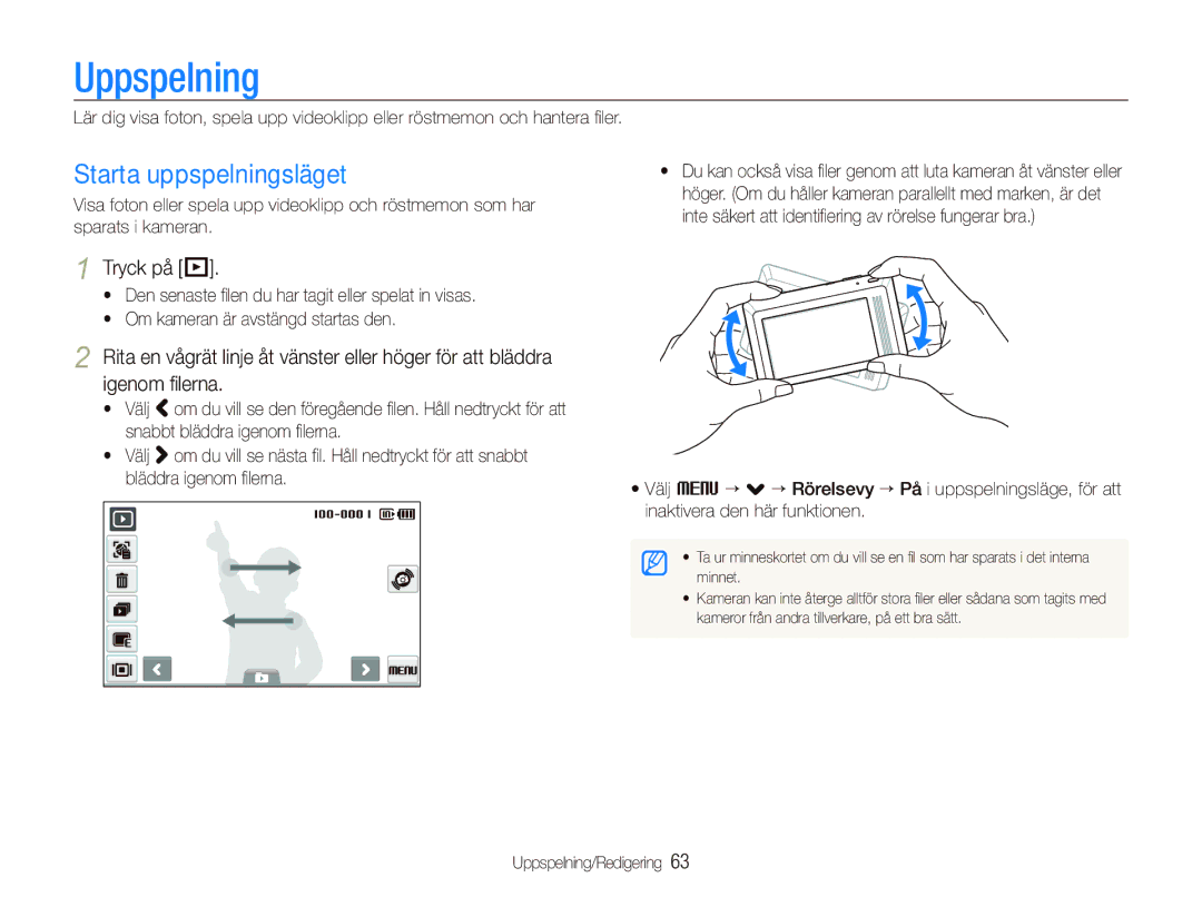 Samsung EC-ST500ZBPRE2, EC-ST510ZBPSE2, EC-ST500ZBPUE2 Starta uppspelningsläget, Tryck på P, Uppspelning/Redigering 