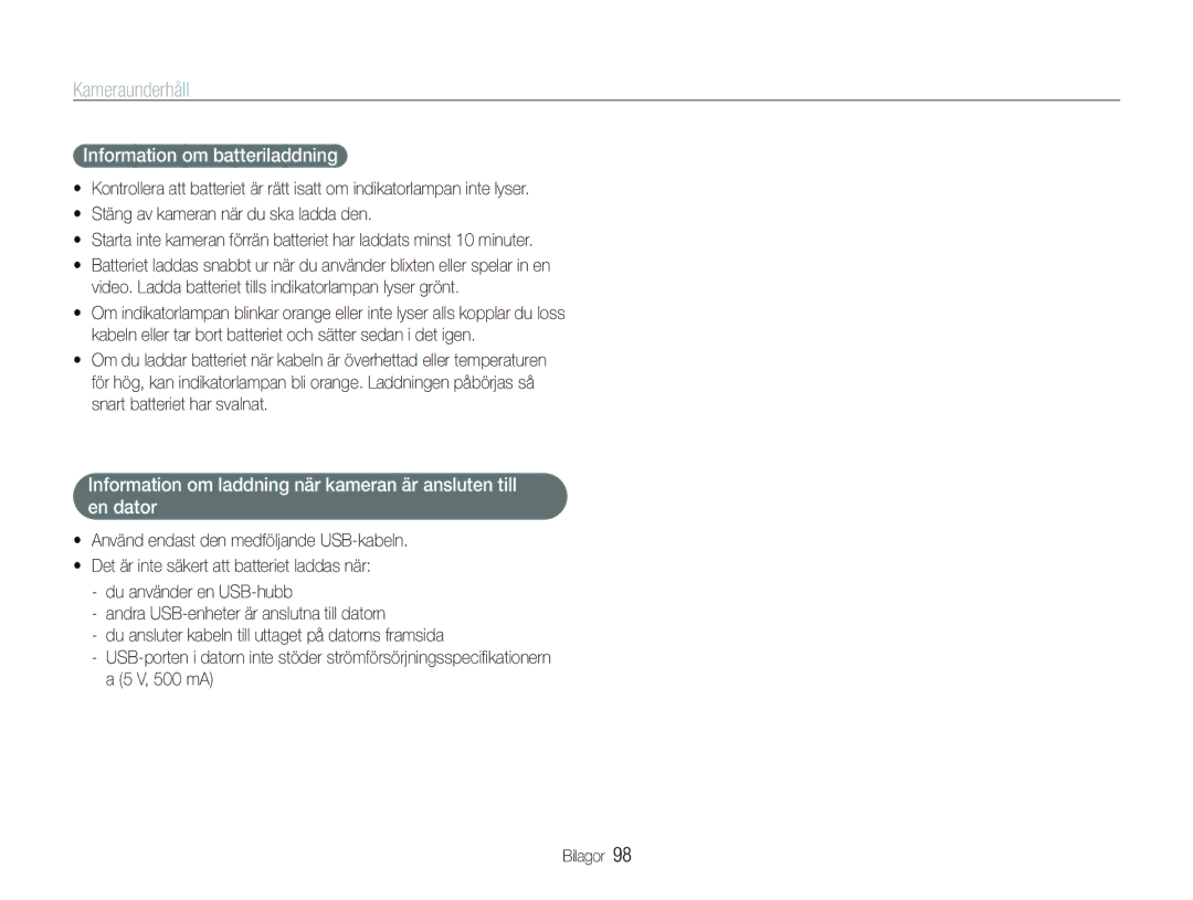 Samsung EC-ST500ZBPSE2 manual Information om batteriladdning, Video. Ladda batteriet tills indikatorlampan lyser grönt 