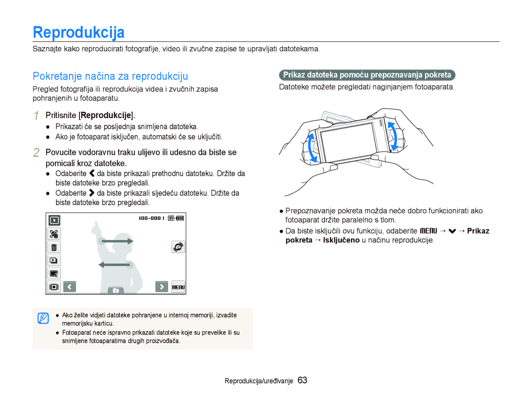 Samsung EC-ST5000BPAE3, EC-ST500ZBPRE3 manual Reprodukcija, Pokretanje načina za reprodukciju, Pritisnite Reprodukcije 