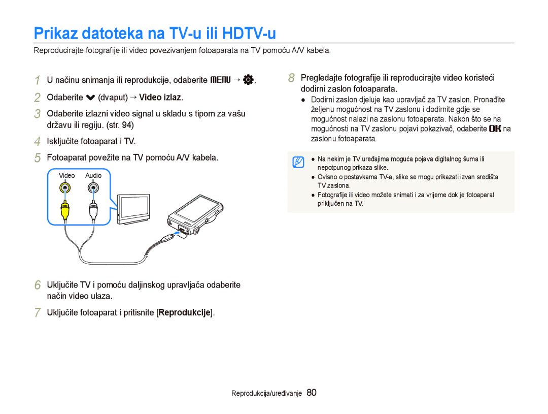 Samsung EC-ST5000BPBE3 manual Prikaz datoteka na TV-u ili HDTV-u, Odaberite . dvaput “ Video izlaz, Državu ili regiju. str 