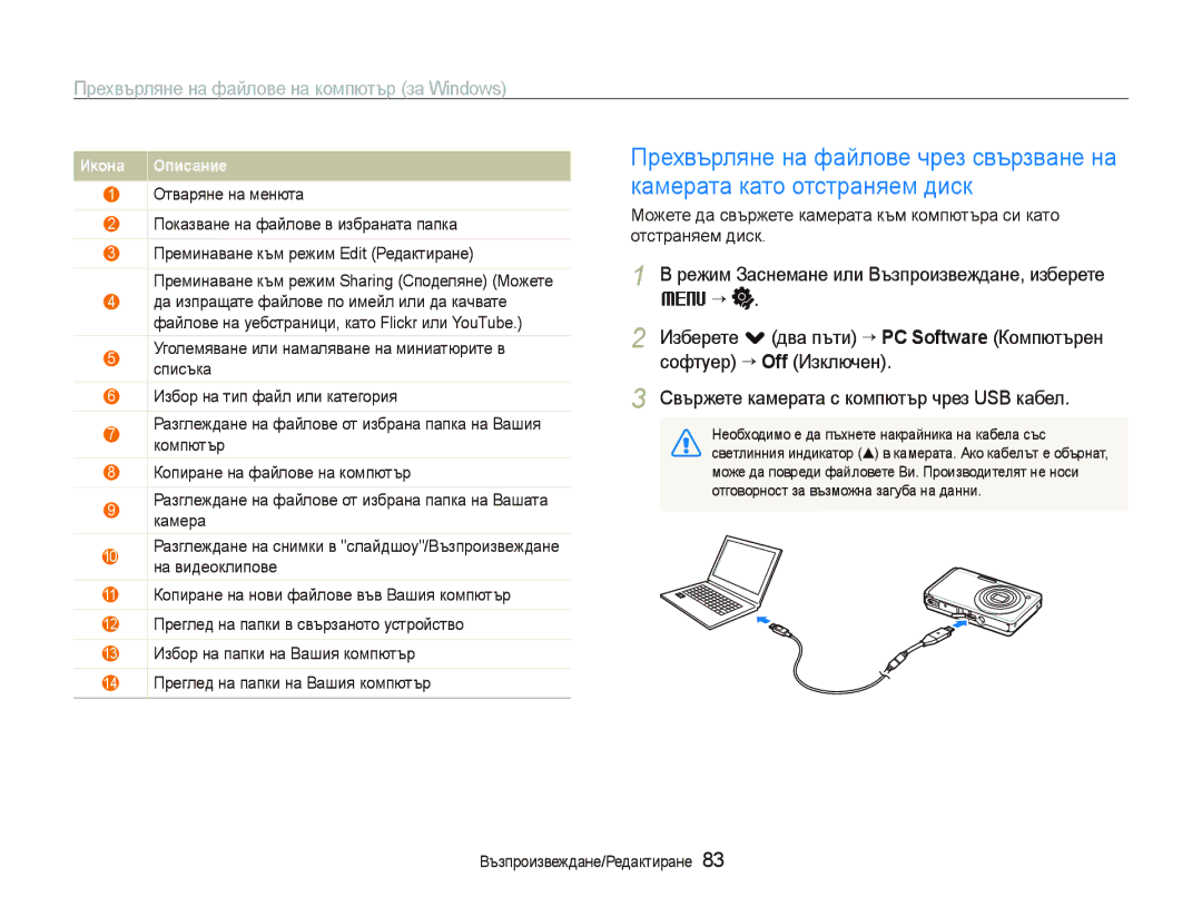 Samsung EC-ST500ZBPRE3, EC-ST500ZBPSE3, EC-ST500ZBPUE3 manual Отваряне на менюта Показване на файлове в избраната папка 