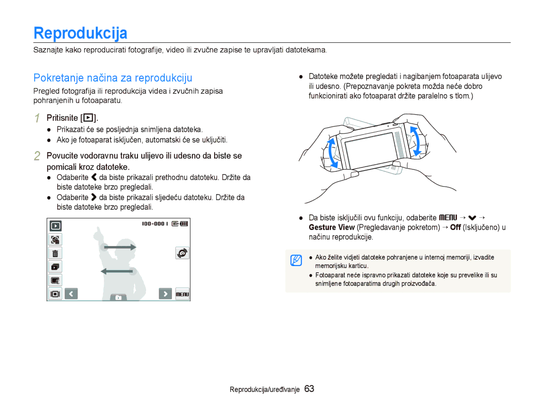 Samsung EC-ST500ZBPSE3, EC-ST500ZBPRE3, EC-ST500ZBPUE3 manual Reprodukcija, Pokretanje načina za reprodukciju, Pritisnite P 