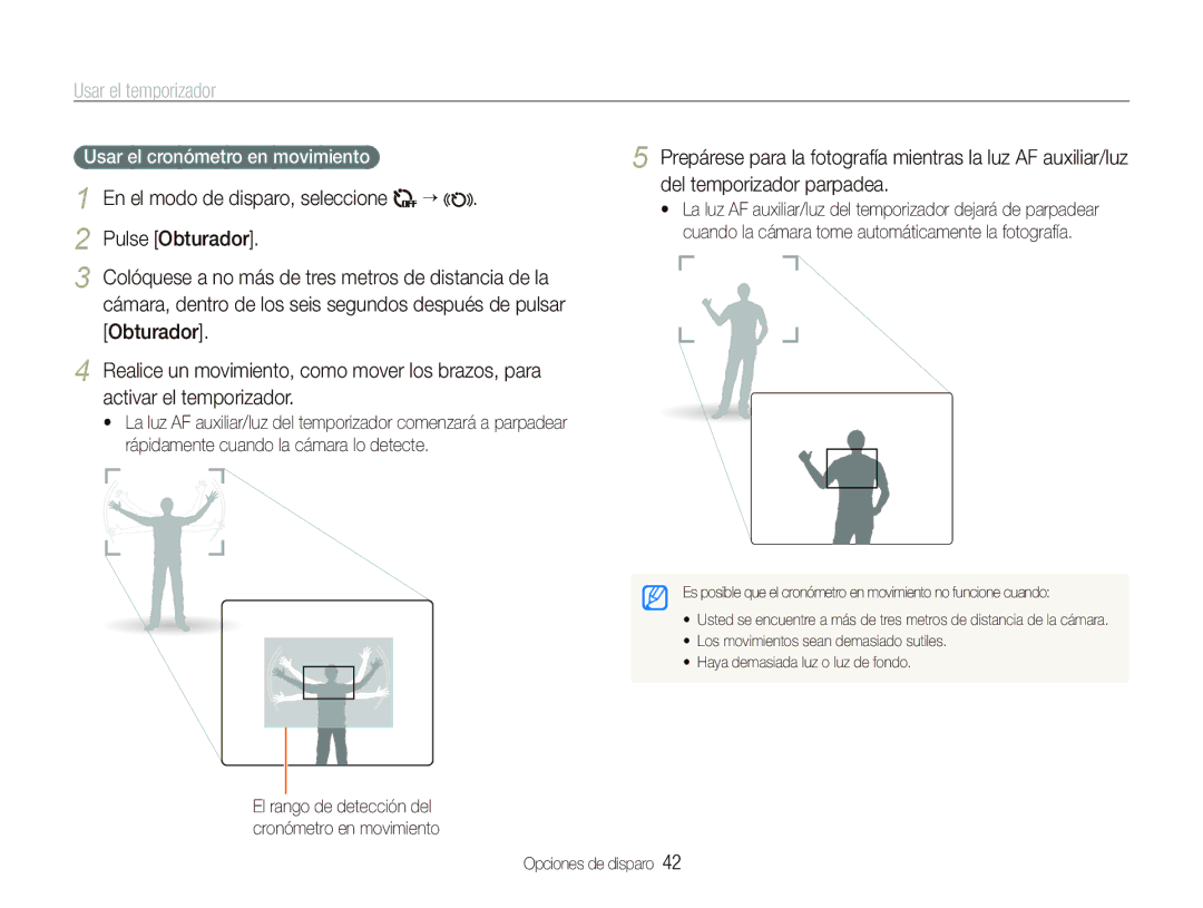 Samsung EC-ST500ZBPRE1, EC-ST500ZBPSE1 manual Usar el temporizador, Pulse Obturador, Usar el cronómetro en movimiento 
