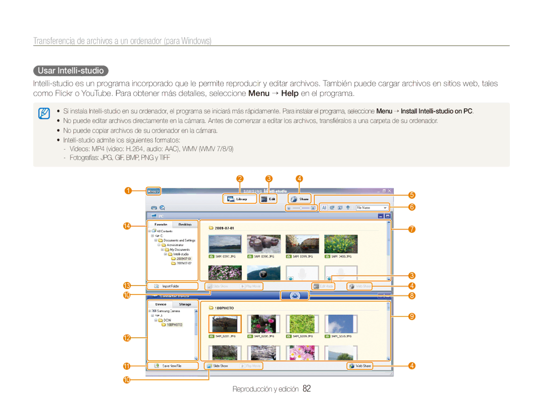 Samsung EC-ST500ZBPSE1, EC-ST500ZBPRE1, EC-ST500ZBPUZA manual Usar Intelli-studio 